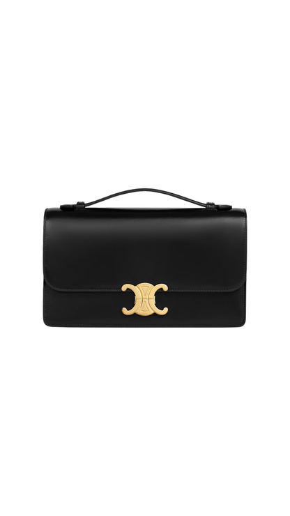 Medium Triomphe Folio in Black Shiny Calfskin