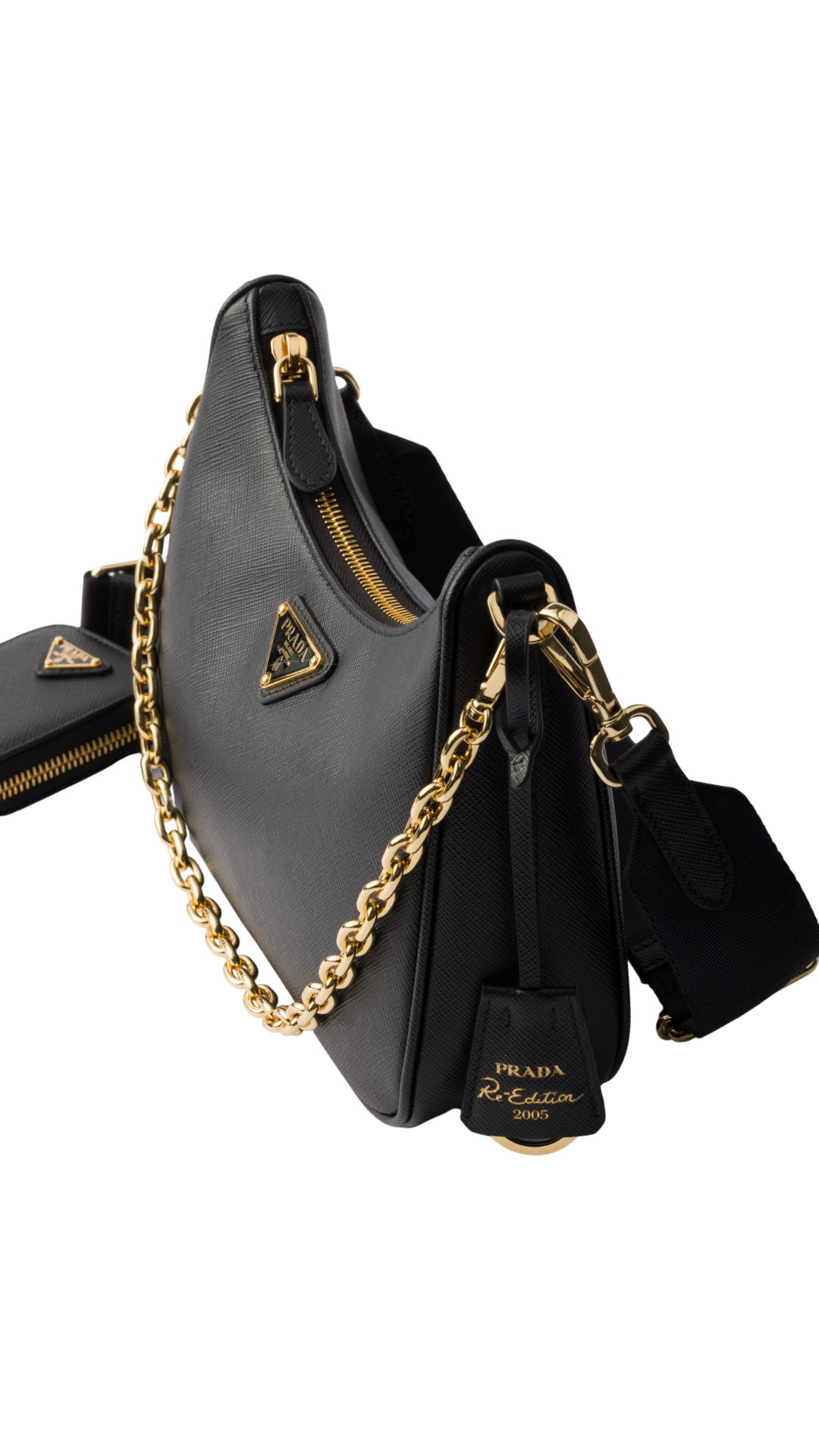 Re-Edition 2005 Saffiano Leather Bag in Black