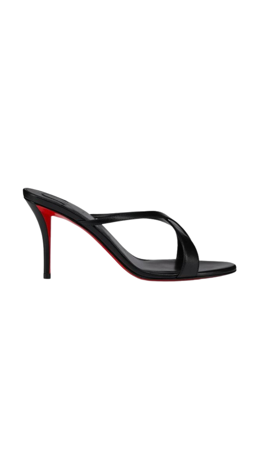 Mulazee Cross 80 mm Mules - Kid leather - Black - Women