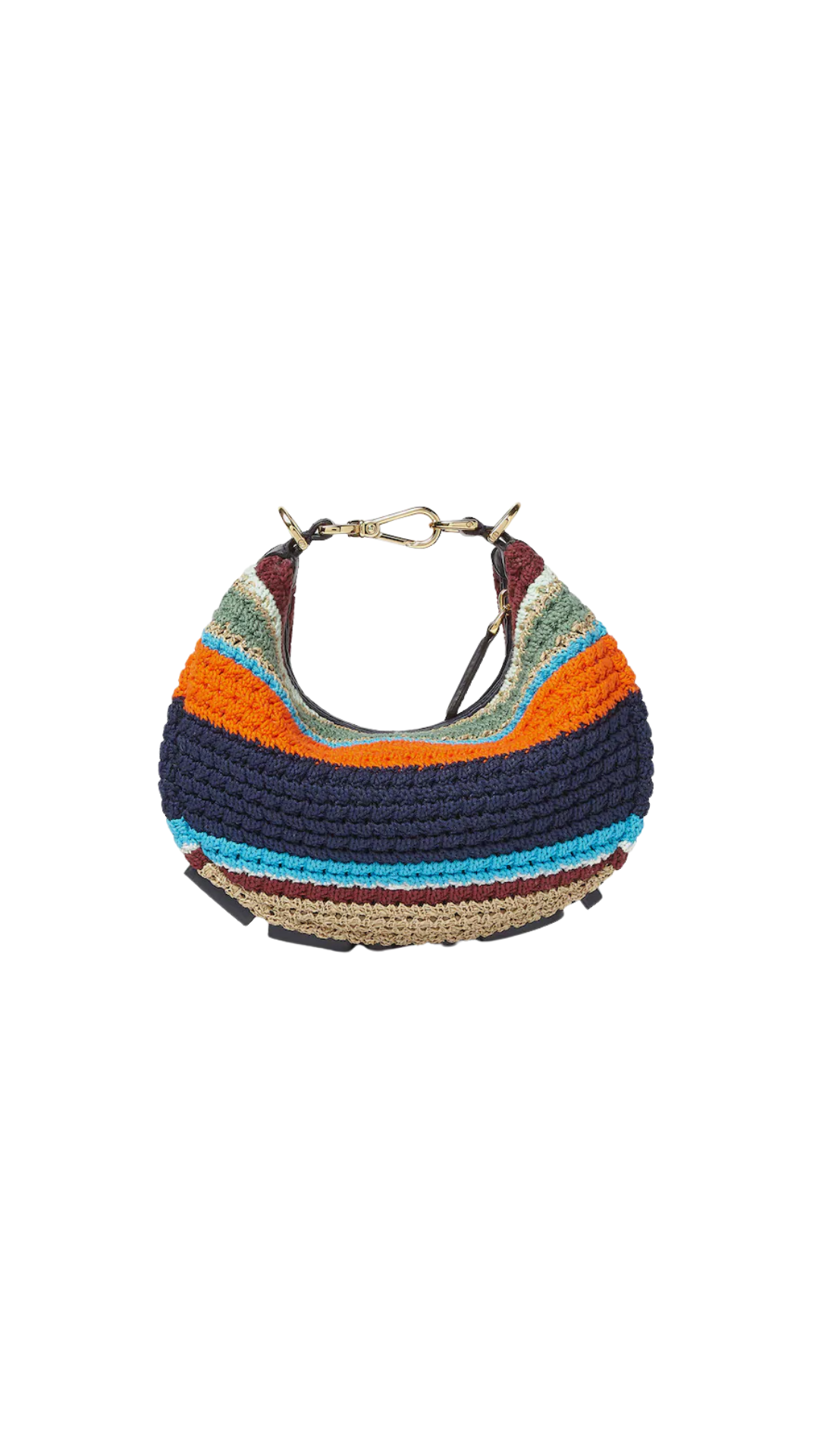 Fendigraphy Mini Multicolor Raffia-Effect Material and Cotton Crochet Mini-Bag