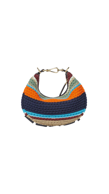 Fendigraphy Mini Multicolor Raffia-Effect Material and Cotton Crochet Mini-Bag