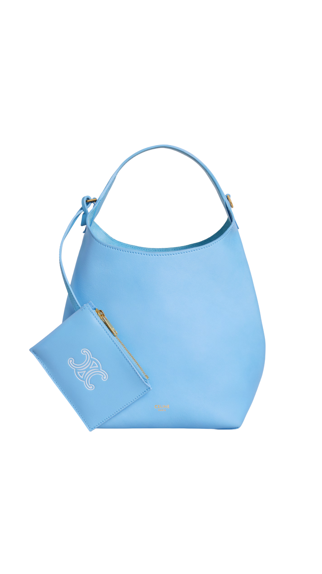 Small Hobo In Supple Smooth Calfskin in Sky Blue