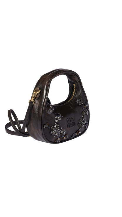 Wander Embroidered Leather Mini-Bag in Coffee