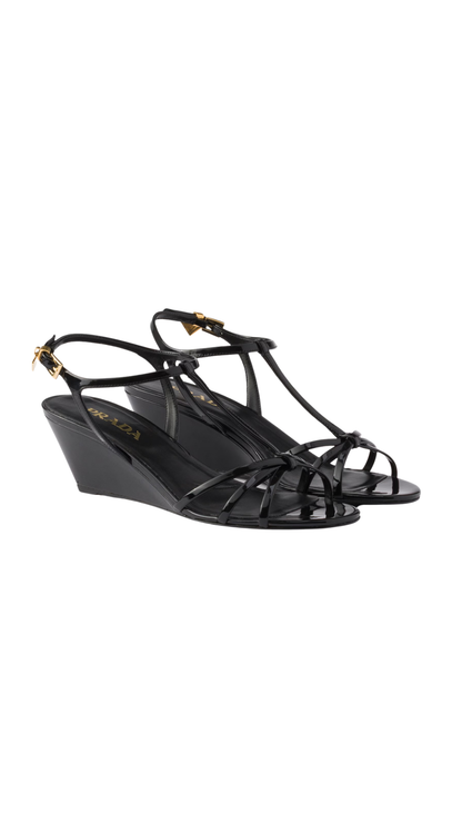 Patent Leather Sandals in Black