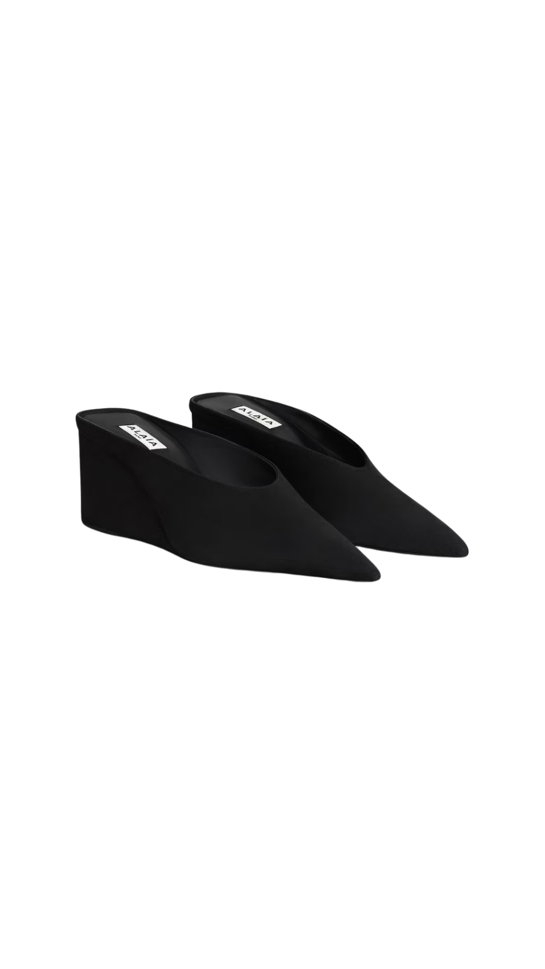 Cube Wedge Mules In Black Suede