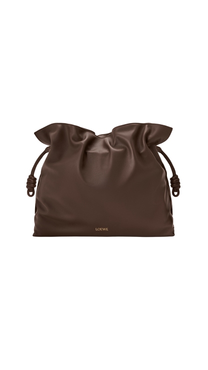 Large Flamenco Clutch in Chocolate Nappa Calfskin