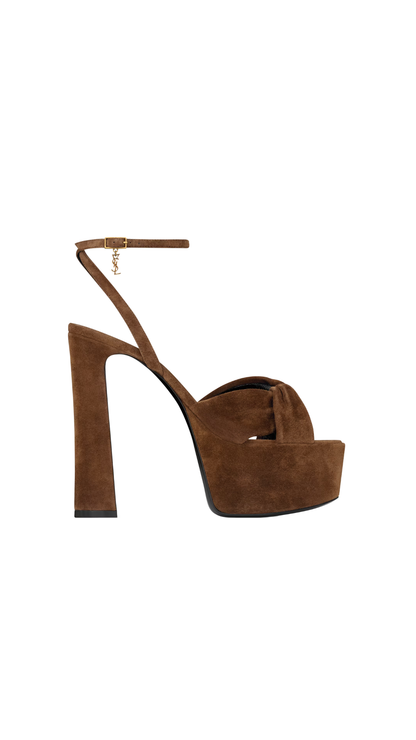 Franciane Platform Sandals In Dark Havana Suede