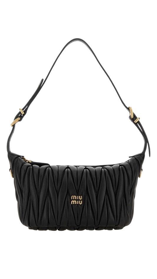 Matelassé Nappa Leather Pouch in Black