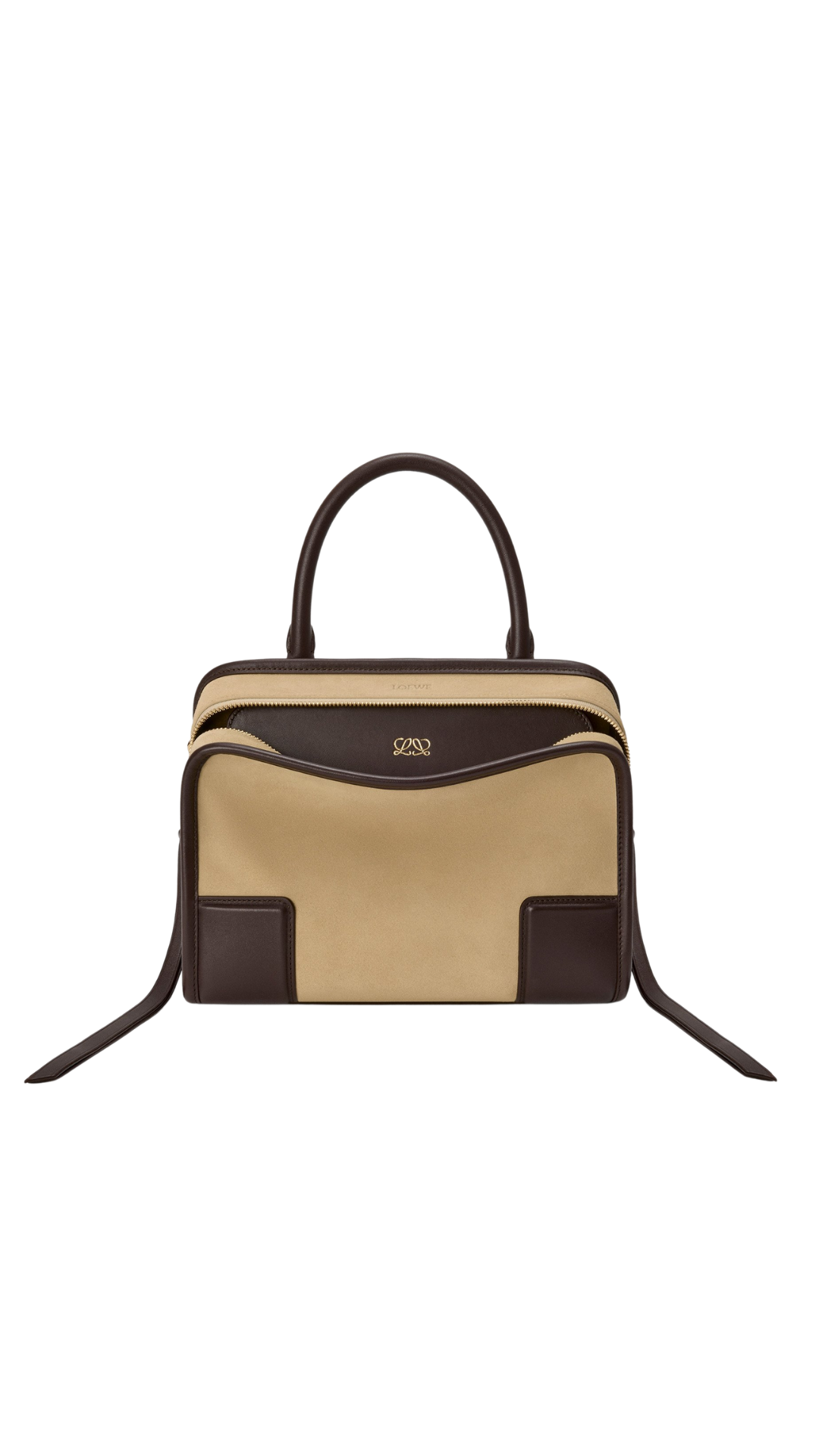 Small Amazona 180 Bag in Suede in Oro/Chocolat