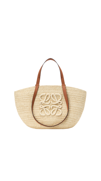 Medium Eclipse Basket In Raffia And Calfskin Natural/Tan