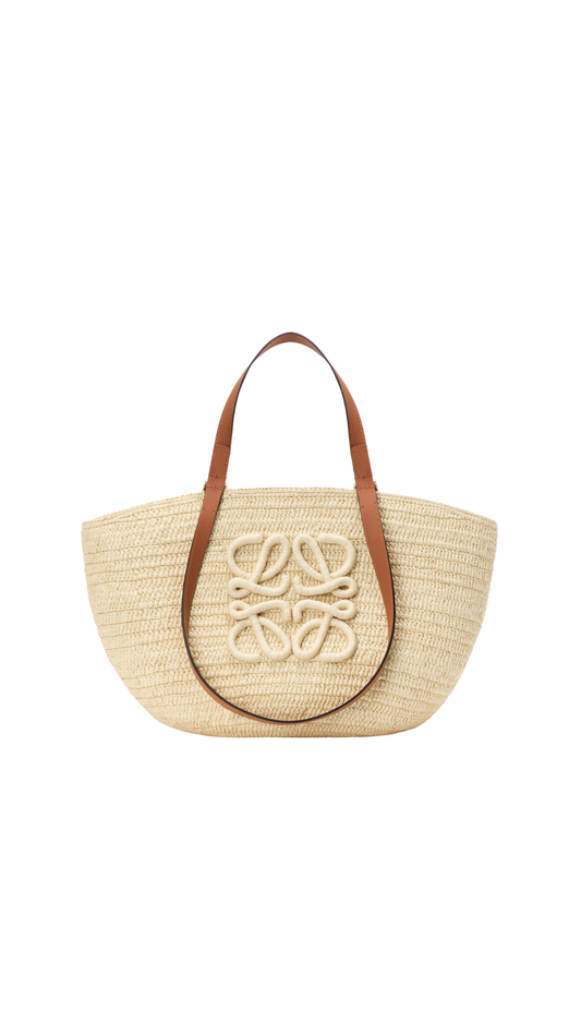 Medium Eclipse Basket In Raffia And Calfskin Natural/Tan