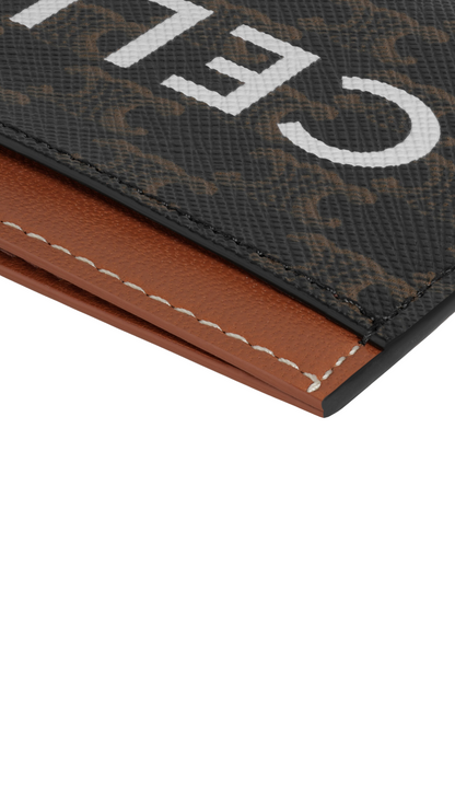 Card Holder in Triomphe Canvas with Celine Print in Tan