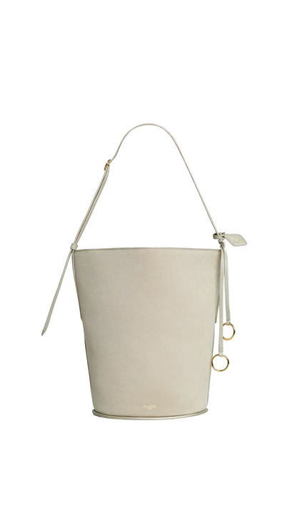 Hip Small Bucket Bi-Material Bag In Leather