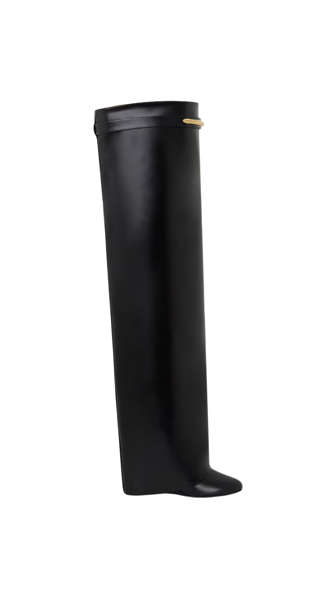 Shark Pinch Over-the-Knee Boots in Black Leather