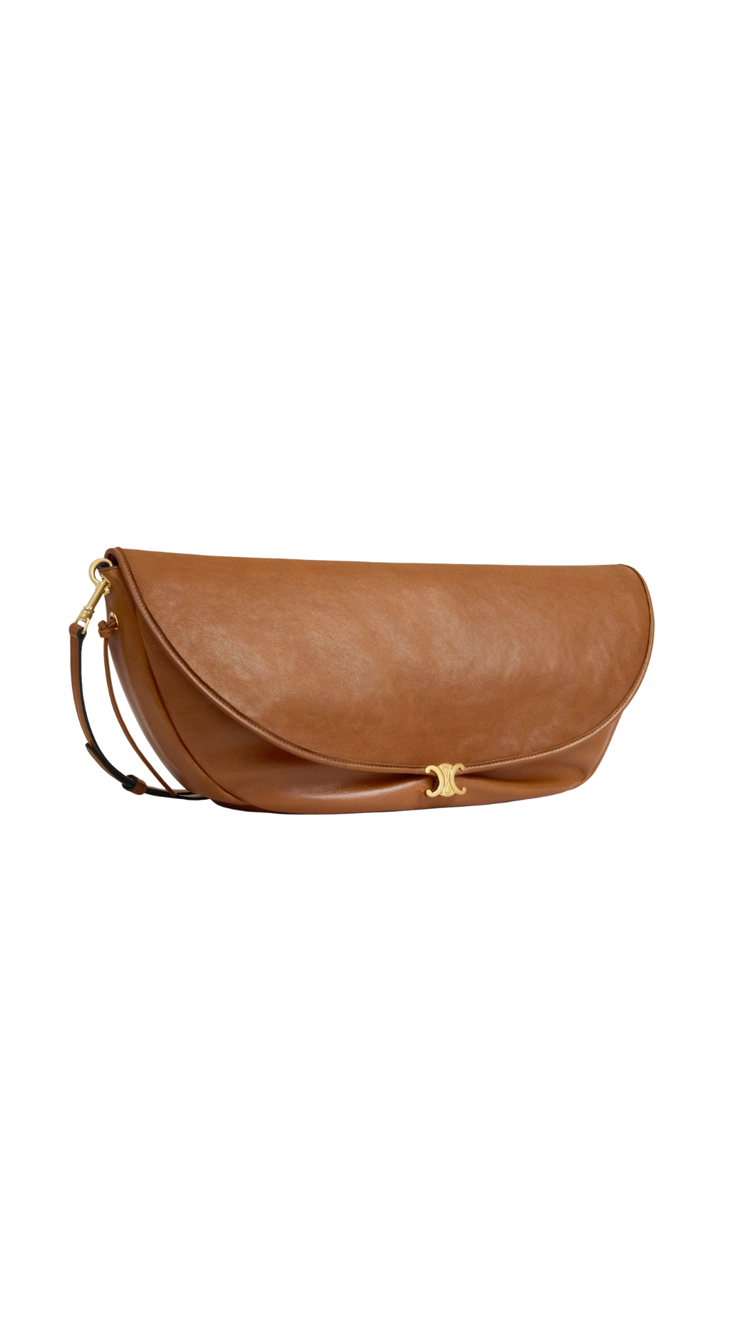 Halfmoon Soft Triomphe Bag In Soft Tan Supple Shiny Lambskin