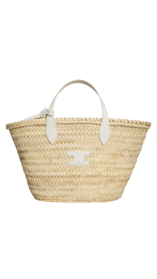 Teen Triomphe Panier In Palm Leaves And Calfskin