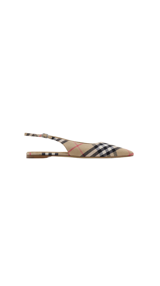 Check Dame Slingback Ballerinas in Sand
