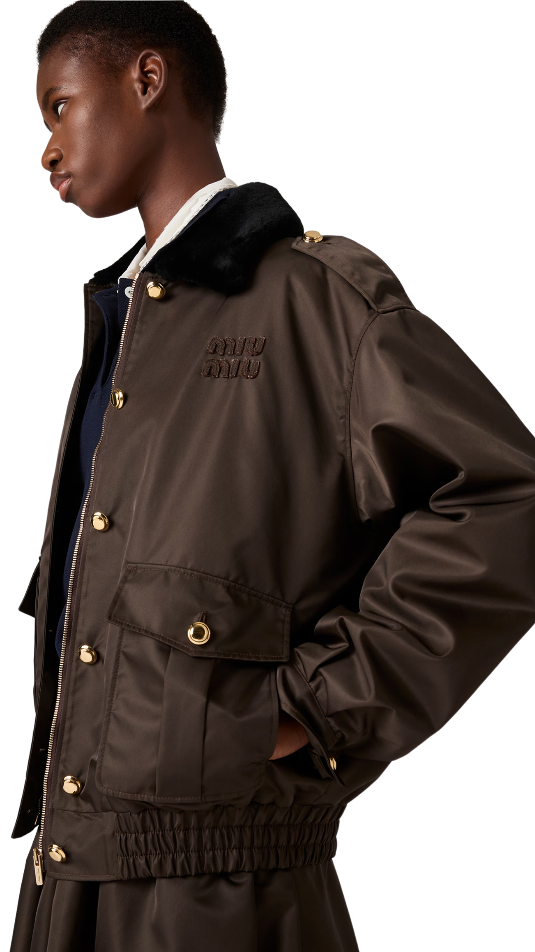 Technical Gazar Blouson Jacket in Coffee