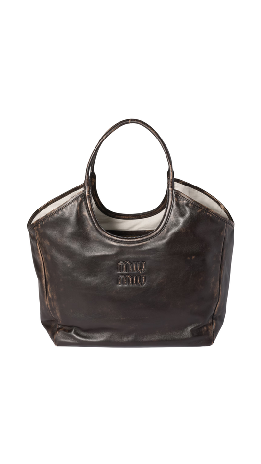 IVY in Coffee Leather Tote Bag