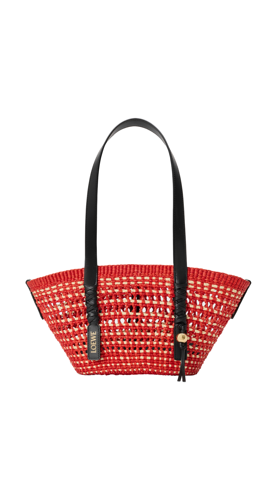 Small Braid Basket in Iraca Palm and Calfskin