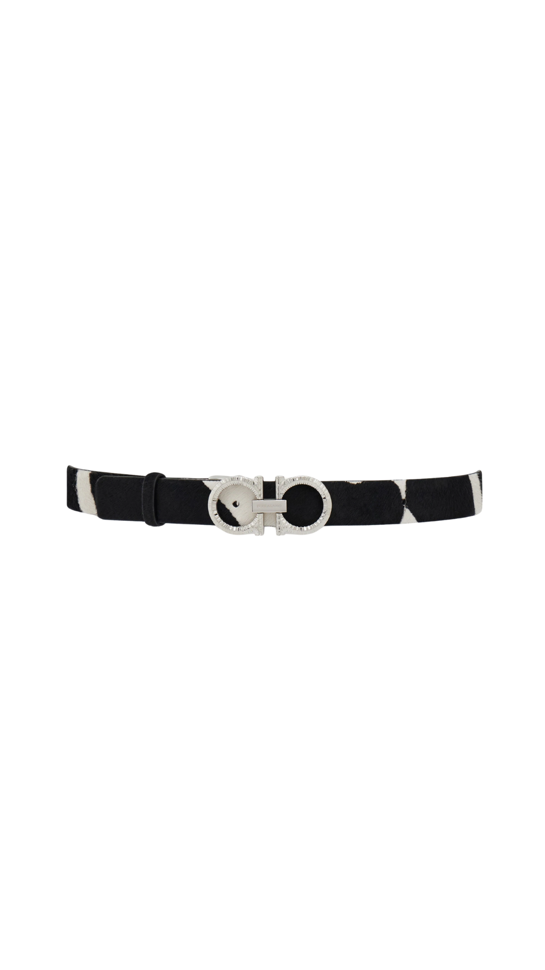 Adjustable Gancini Belt in White/Black