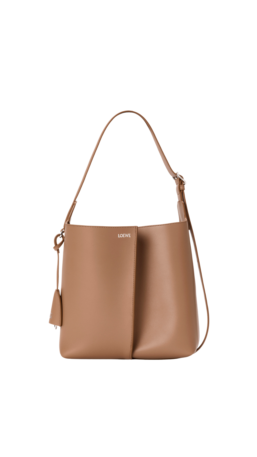 Bolso Cubo Mediano Bilbao en Piel de Ternera Lisa Color Mocha