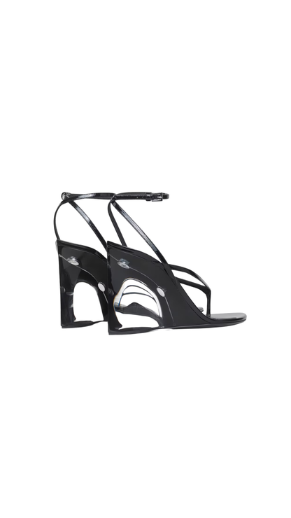 Invisible Thong Sandals In Black Patent Calfskin