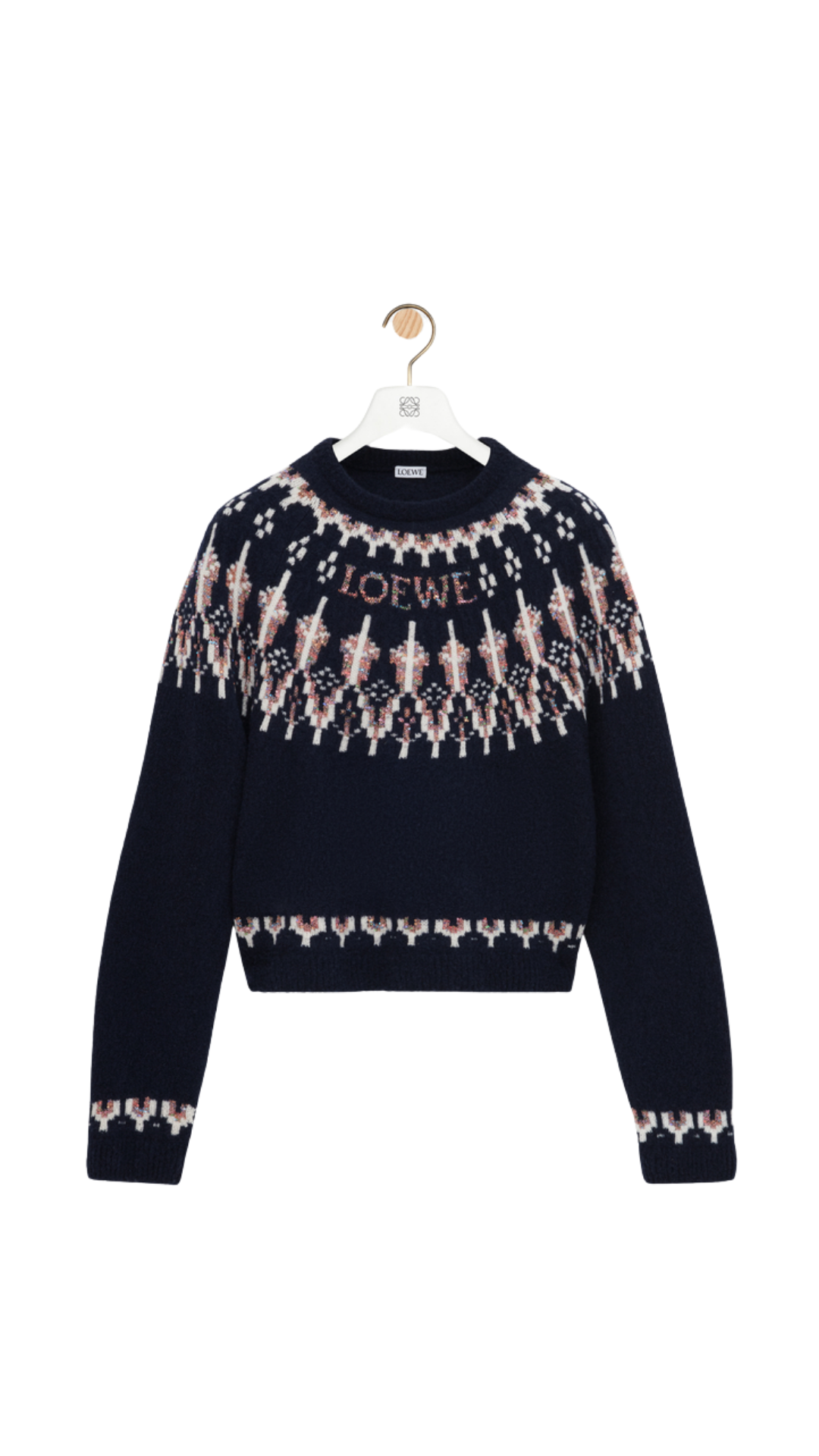 Sweater in Navy/Multicolor Wool Blend