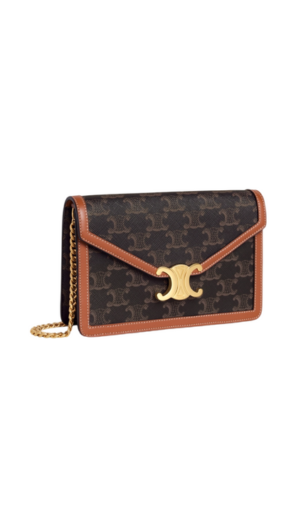 Cartera con Cadena Margo en Lona Triomphe y Piel de Becerro