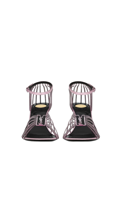 Babylone Sandals In Kitty Pink Metallic Leather And Metal