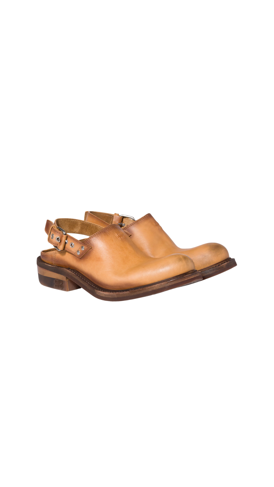 Mules de piel Foule en color tostado claro