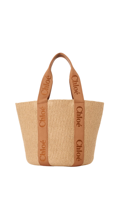 Large Woody Basket In Dusty Tan Natural Fibers