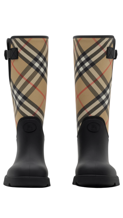 Rubber Marsh Stamp High Boots in Black