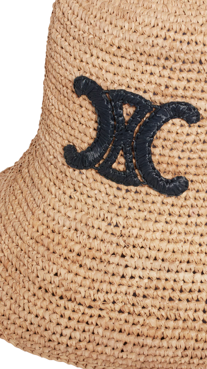 Triomphe Bucket Hat In Honey Raffia