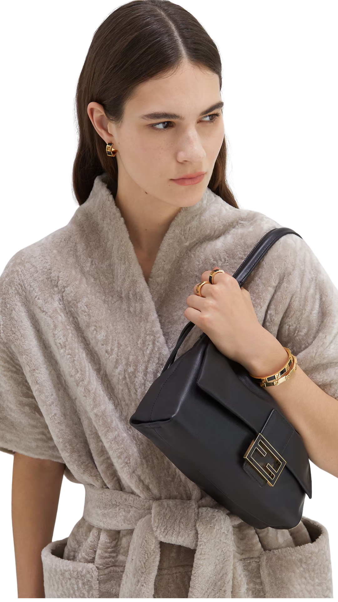 Bolso Mamma Baguette Mediano en Piel Nappa Negra