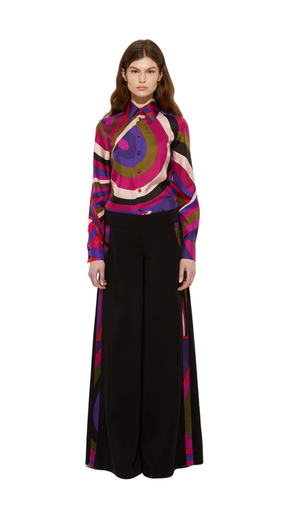 Iride Print Silk Twill Shirt in Multicolor