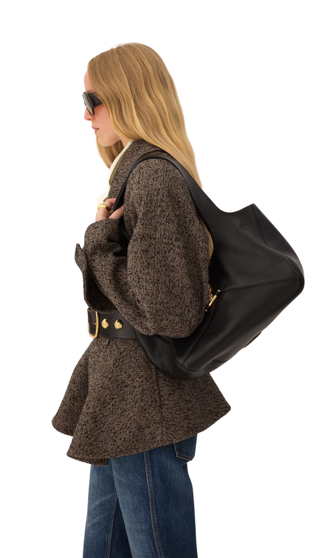 Chloé Balloon East-West Tote Bag In Black Grained Leather