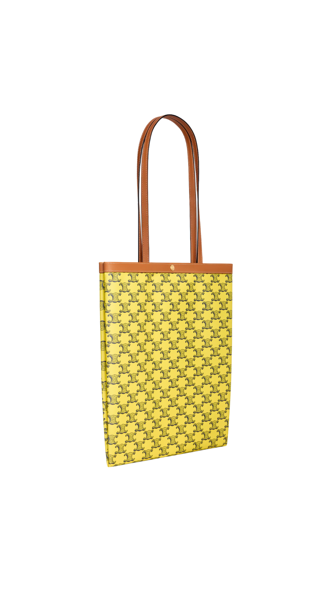 Medium Flat Shopper In Yellow / Navy Triomphe Canvas