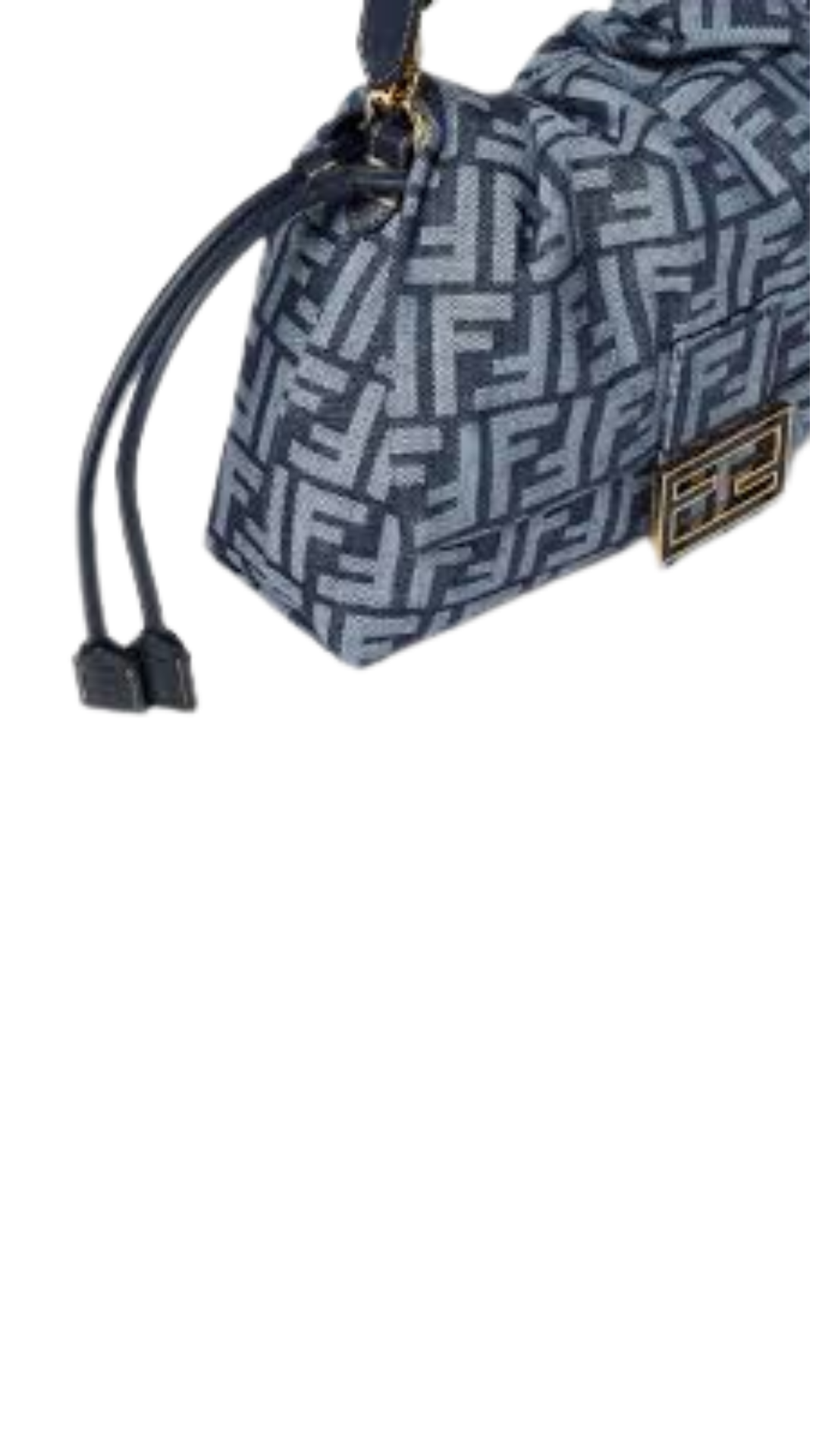 Bolso Mamma Baguette Mediano de jacquard FF con efecto denim azul oscuro
