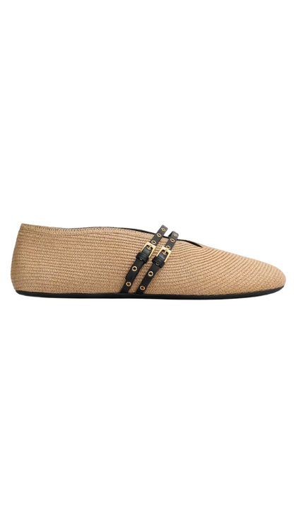 Ballet Flats in Paper Straw Natural