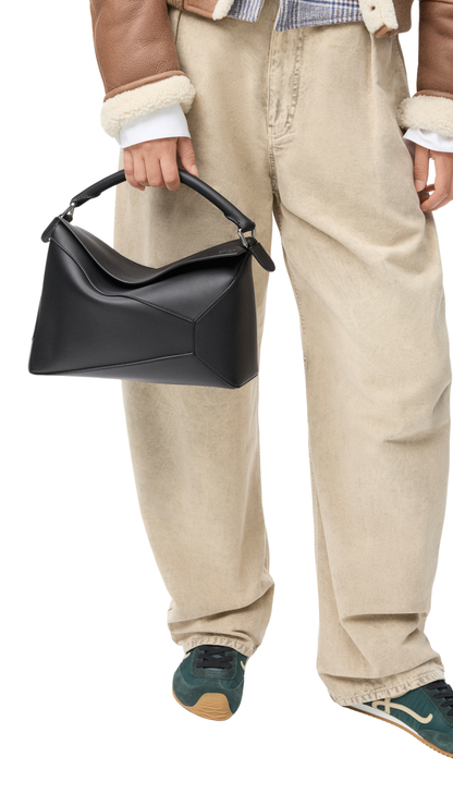 Medium Puzzle Edge Bag in Black Classic Calfskin