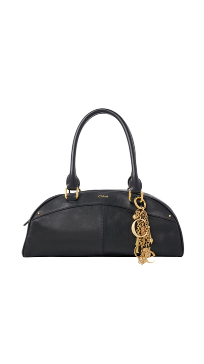 Bowling Bag In Black Soft Leather