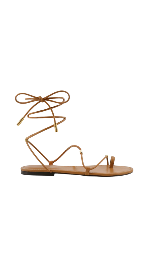 Leather Sandals With Metal Triomphe Logo in Brown