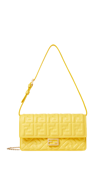 Wallet On Chain Baguette in Yellow Nappa Leather