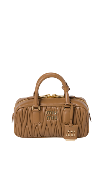 Arcadie Matelassé Nappa Leather Bag in Caramel