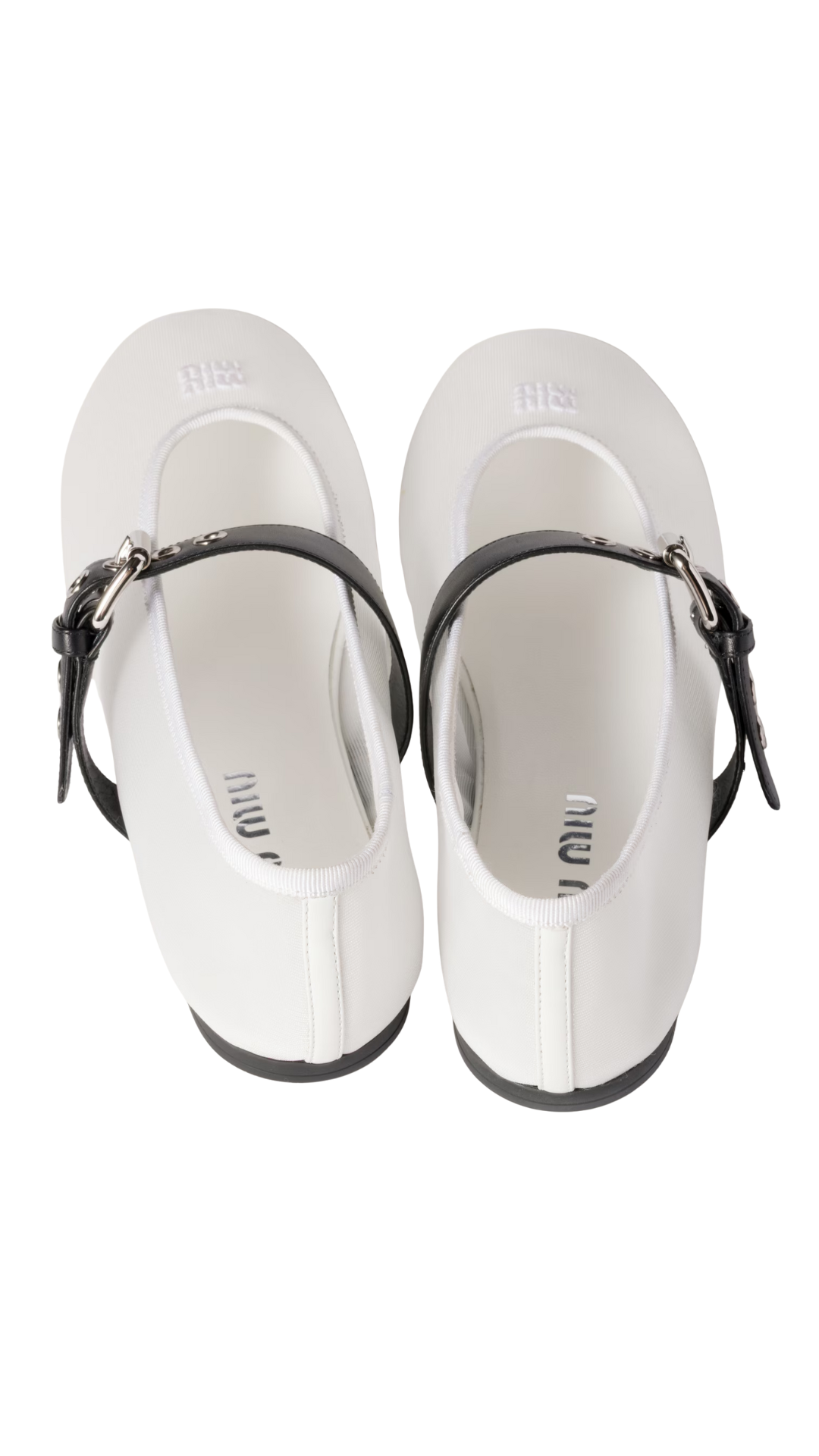 Mesh Fabric Ballerinas in White