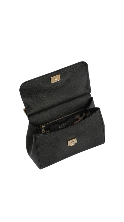 Bolso grande Sicily en piel de becerro Dauphine en negro