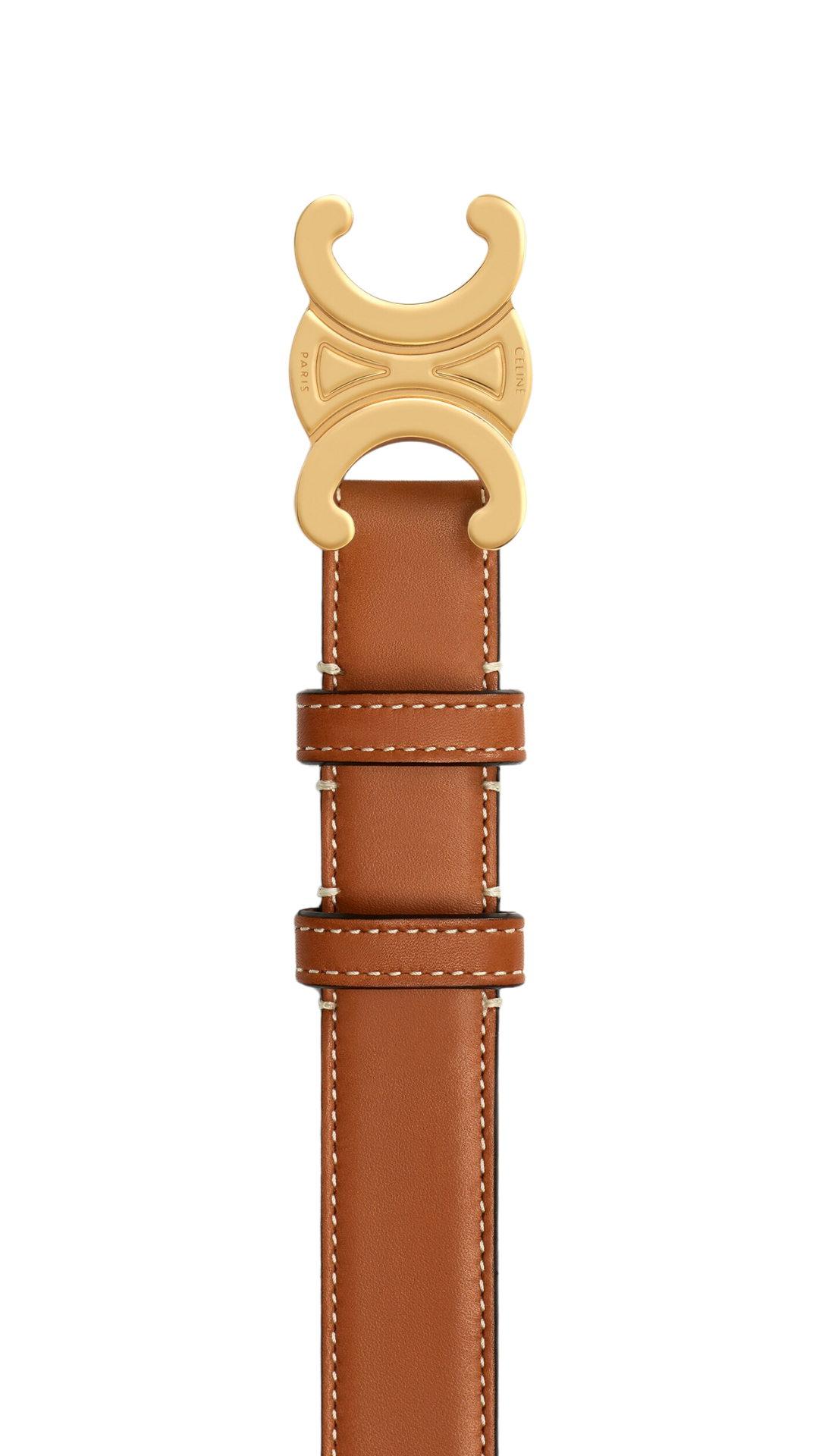 Medium Triomphe Belt 25MM  in Natural Calfskin Tan