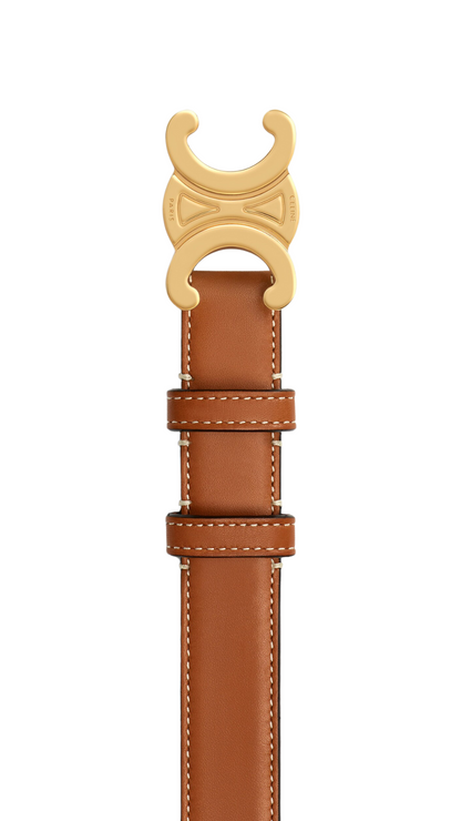 Medium Triomphe Belt 25MM  in Natural Calfskin Tan