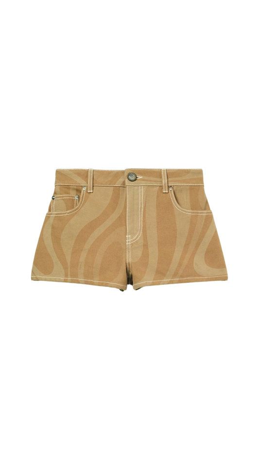 Marmo Print Canvas Shorts in Sand